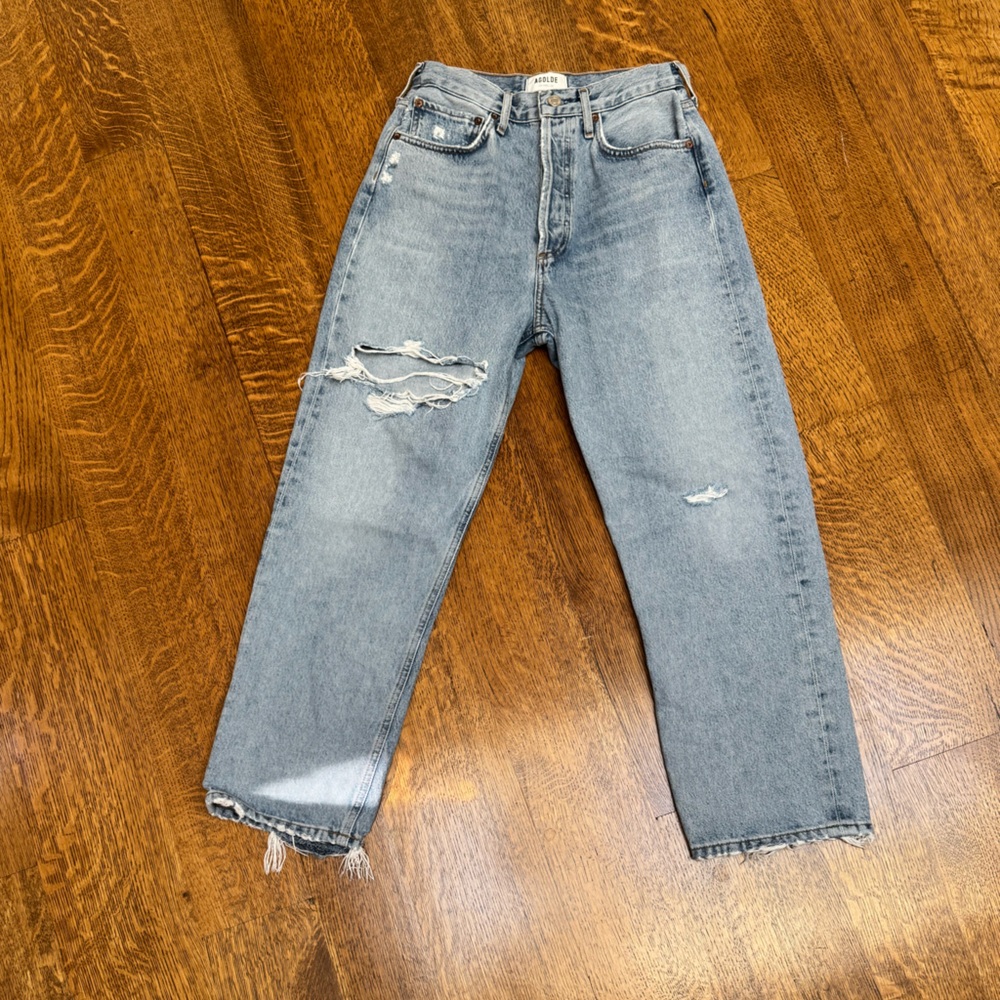 Agolde Vintage Wash Distressed 90’s Cropped Jeans - Picture 1 of 10